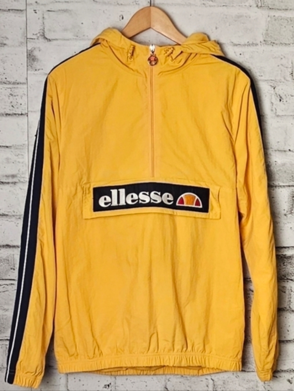 Ellesse Heritage Mens Yellow Anorak Windbreaker Jacket Logo Small NWT